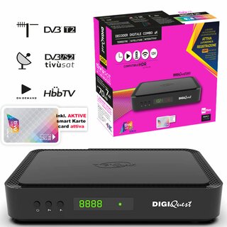 DigiQuest Q80 4K Combo HEVC UHD Tivusat Receiver inkl. Aktive Smartcard